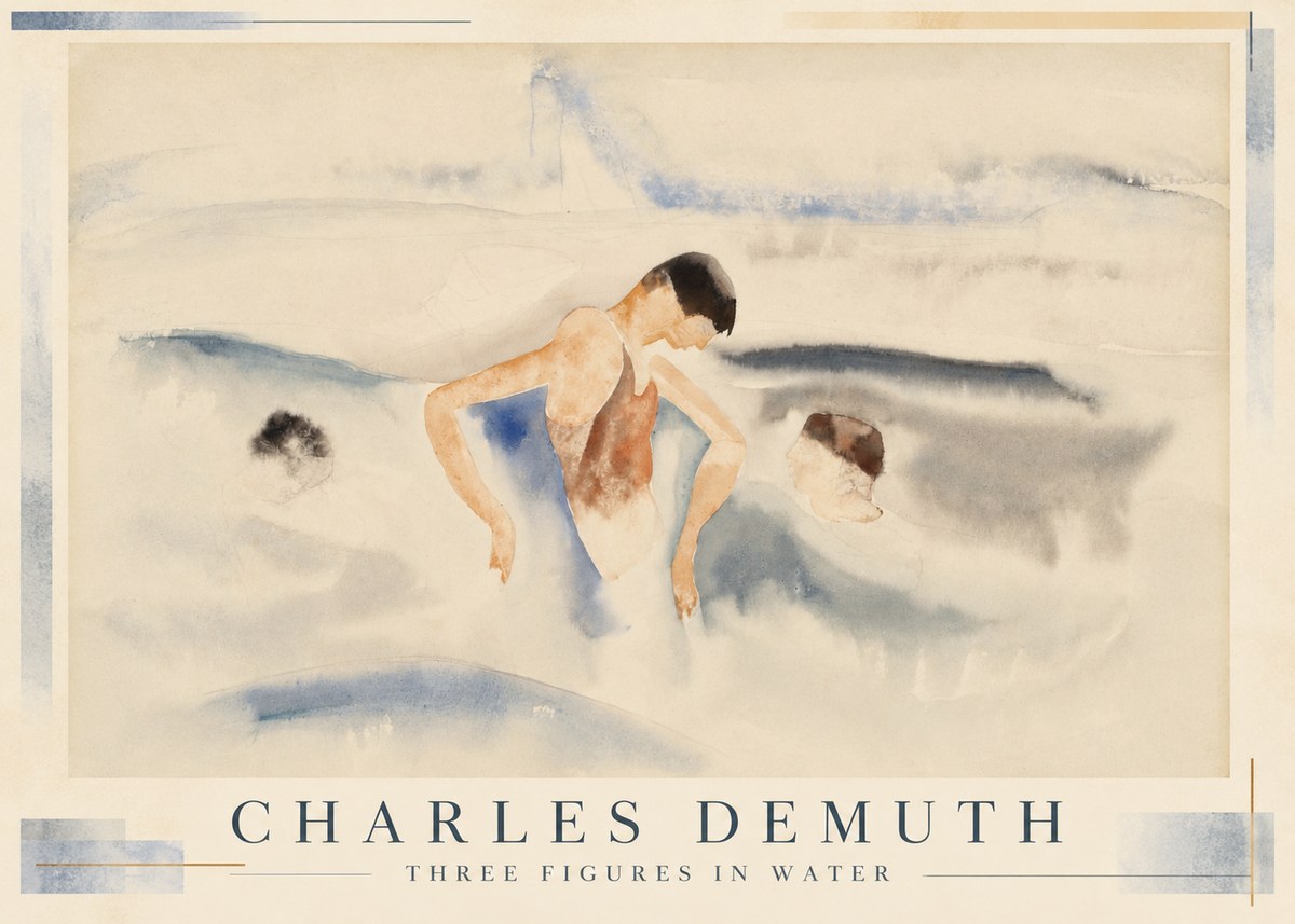 Charles Demuth Three Figures in Water No1 - Juliste