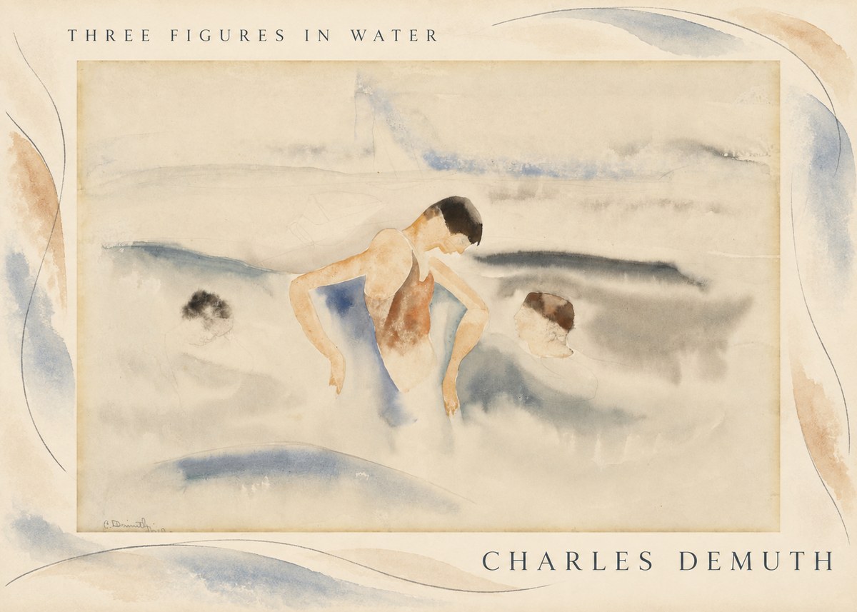 Charles Demuth Three Figures in Water No3 - Juliste