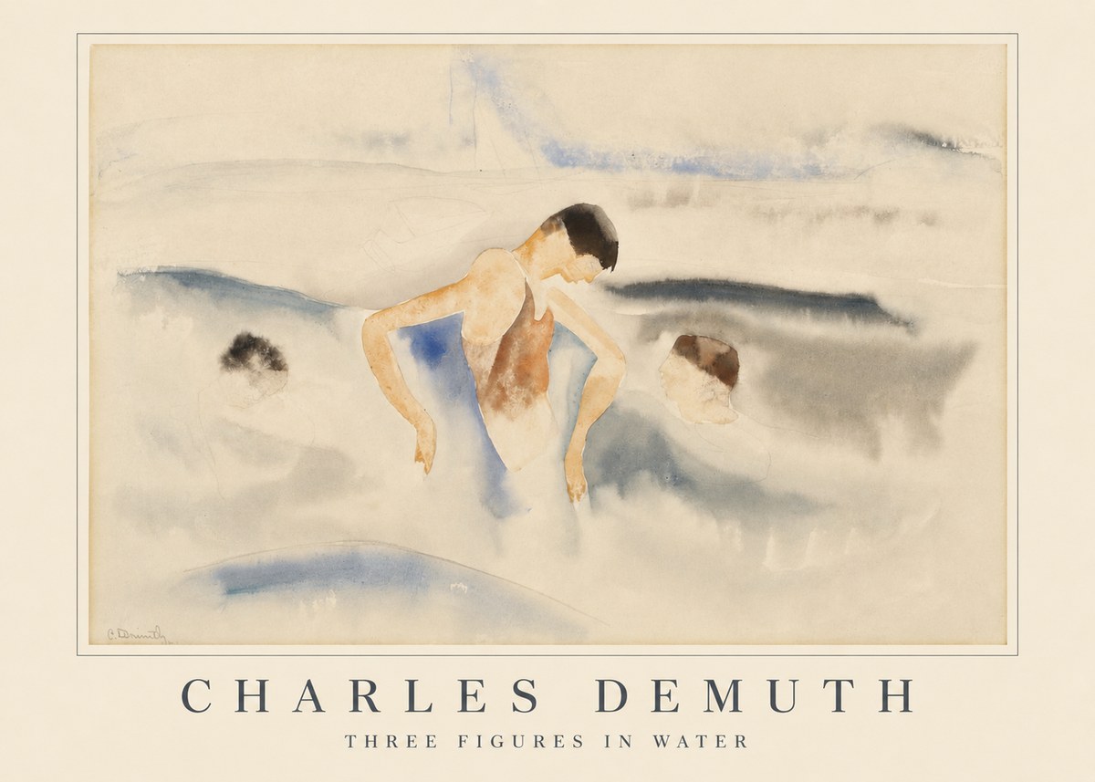 Charles Demuth Three Figures in Water No5 - Juliste