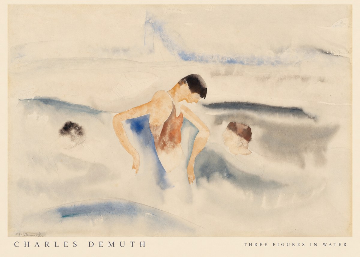 Charles Demuth Three Figures in Water No6 - Juliste