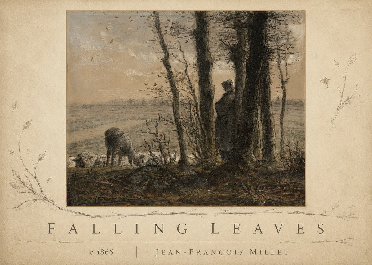 Jean-François Millet Falling Leaves No3 - Juliste